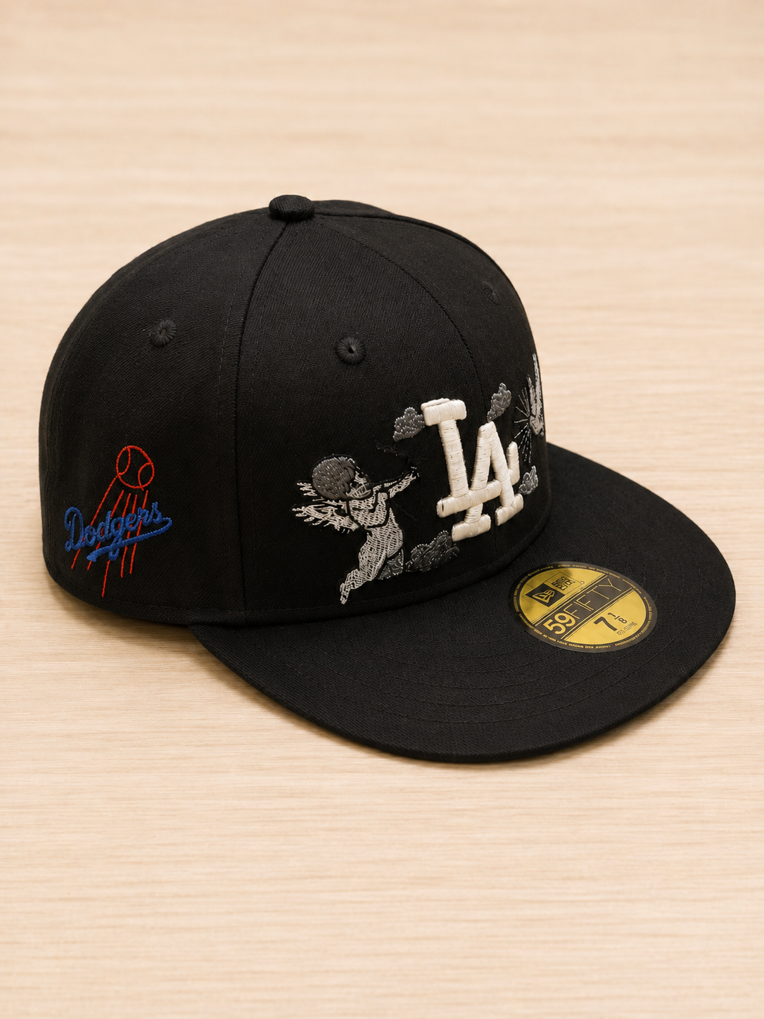 کلاه کپ مشکی LA Dodgers مدل 59FIFTY طرح Angel